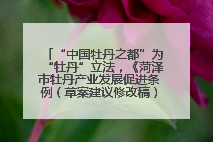 “中国牡丹之都”为“牡丹”立法，《菏泽市牡丹产业发展促进条例（草案建议修改稿）》公开征求意见