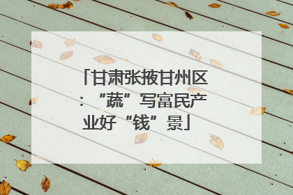 甘肃张掖甘州区：“蔬”写富民产业好“钱”景