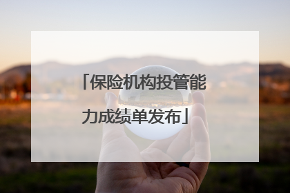 保险机构投管能力成绩单发布