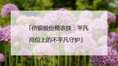 侨银股份橙衣侠：平凡岗位上的不平凡守护