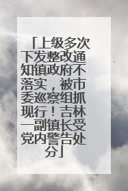 上级多次下发整改通知镇政府不落实，被市委巡察组抓现行！吉林一副镇长受党内警告处分