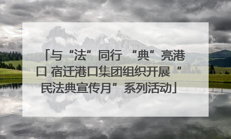 与“法”同行 “典”亮港口 宿迁港口集团组织开展“民法典宣传月”系列活动