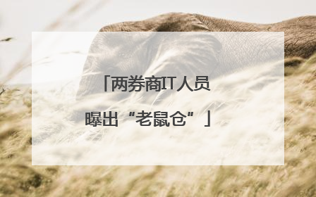 两券商IT人员曝出“老鼠仓”
