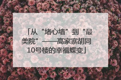 从“堵心墙”到“最美院”——高家寨胡同10号楼的幸福蝶变