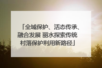全域保护、活态传承、融合发展 丽水探索传统村落保护利用新路径