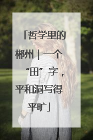 哲学里的郴州｜一个“田”字，平和洞写得平旷