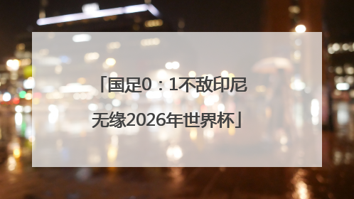 国足0：1不敌印尼 无缘2026年世界杯