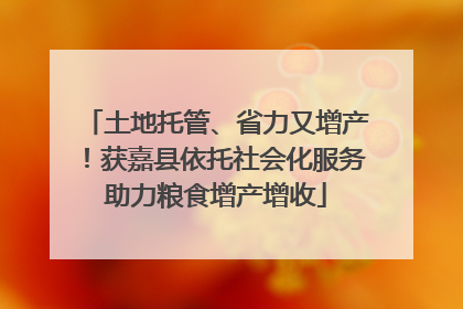 土地托管、省力又增产！获嘉县依托社会化服务助力粮食增产增收