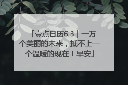 壹点日历6.3｜一万个美丽的未来，抵不上一个温暖的现在！早安
