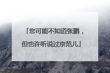 您可能不知道张鹏，但也许听说过京范儿