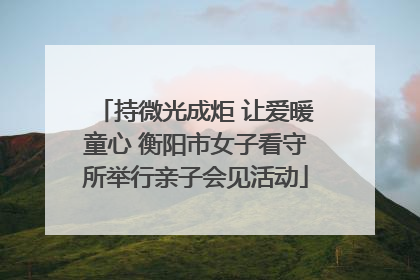 持微光成炬 让爱暖童心 衡阳市女子看守所举行亲子会见活动