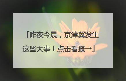 昨夜今晨，京津冀发生这些大事！点击看报→