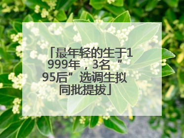 最年轻的生于1999年，3名“95后”选调生拟同批提拔