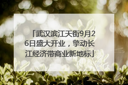 武汉滨江天街9月26日盛大开业，擎动长江经济带商业新地标