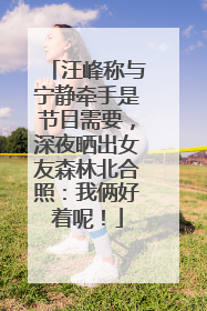 汪峰称与宁静牵手是节目需要，深夜晒出女友森林北合照：我俩好着呢！