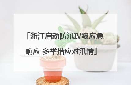 浙江启动防汛Ⅳ级应急响应 多举措应对汛情