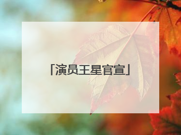 演员王星官宣