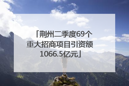 荆州二季度69个重大招商项目引资额1066.5亿元