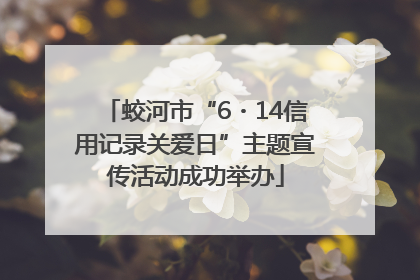 蛟河市“6・14信用记录关爱日”主题宣传活动成功举办