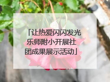 让热爱闪闪发光 乐师附小开展社团成果展示活动
