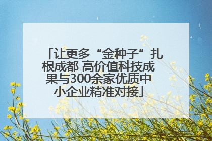 让更多“金种子”扎根成都 高价值科技成果与300余家优质中小企业精准对接