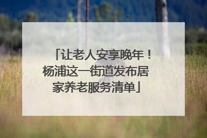 让老人安享晚年！杨浦这一街道发布居家养老服务清单