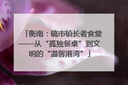 衡南：硫市镇长者食堂——从“孤独餐桌”到文明的“温馨港湾”