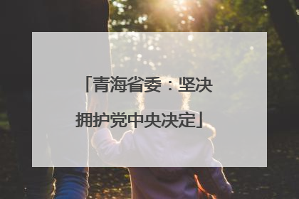 青海省委：坚决拥护党中央决定