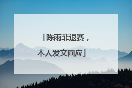陈雨菲退赛，本人发文回应