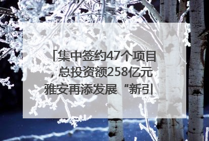 集中签约47个项目，总投资额258亿元 雅安再添发展“新引擎”｜数读西投