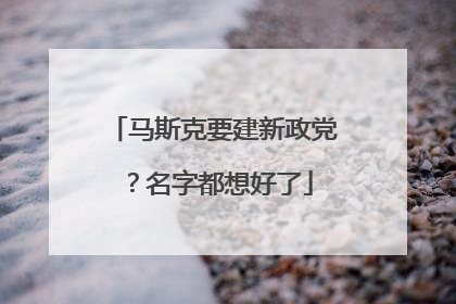 马斯克要建新政党？名字都想好了