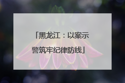 黑龙江：以案示警筑牢纪律防线