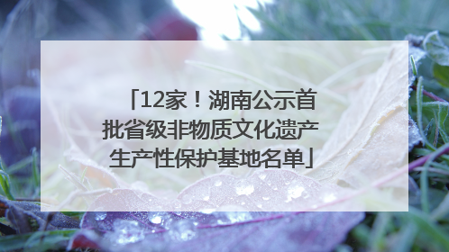 12家！湖南公示首批省级非物质文化遗产生产性保护基地名单